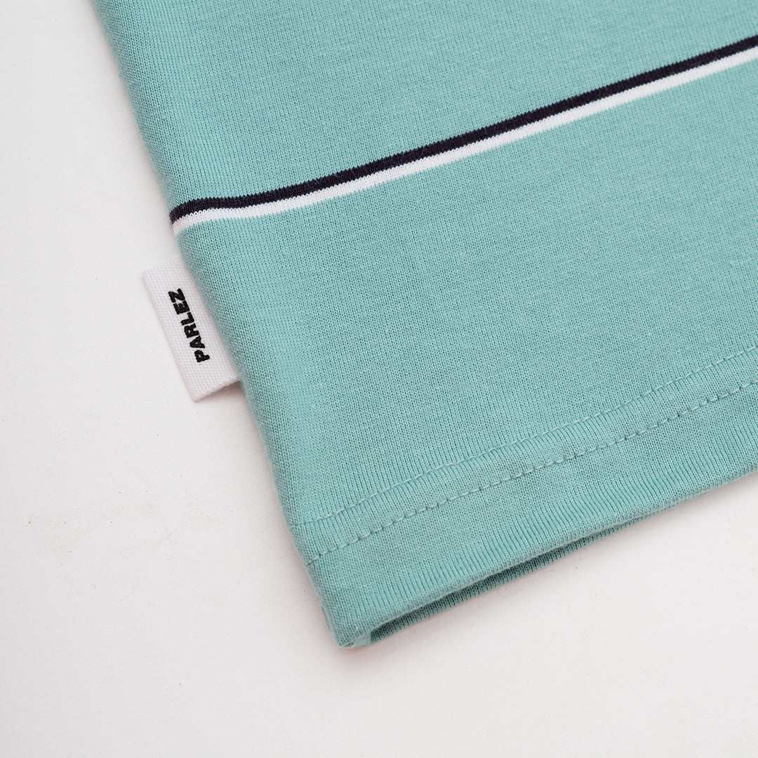 The Mens Bataka Oversized Stripe T-Shirt Sea Mist from Parlez clothing