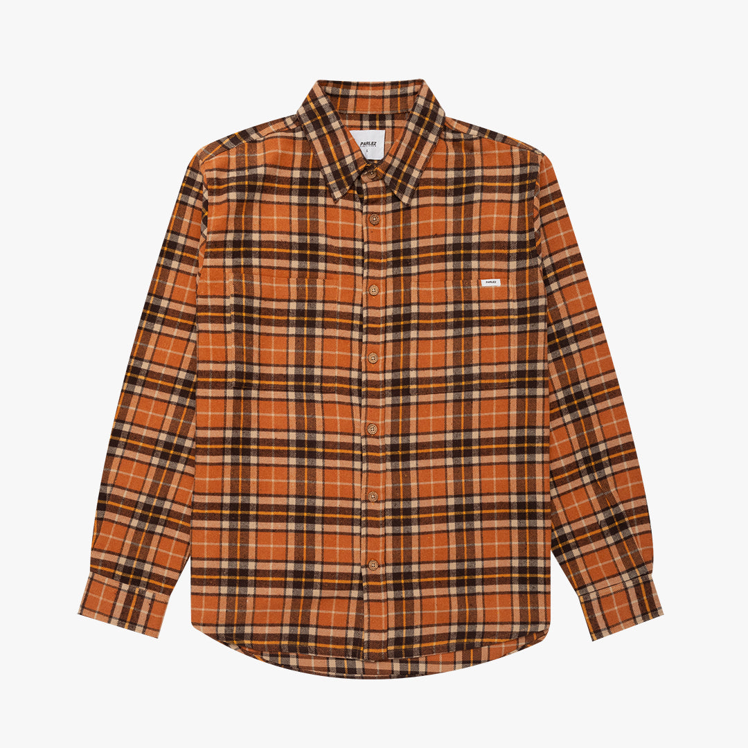 Buy The Parlez Fernley Shirt Orange Check Parlez Streetwear
