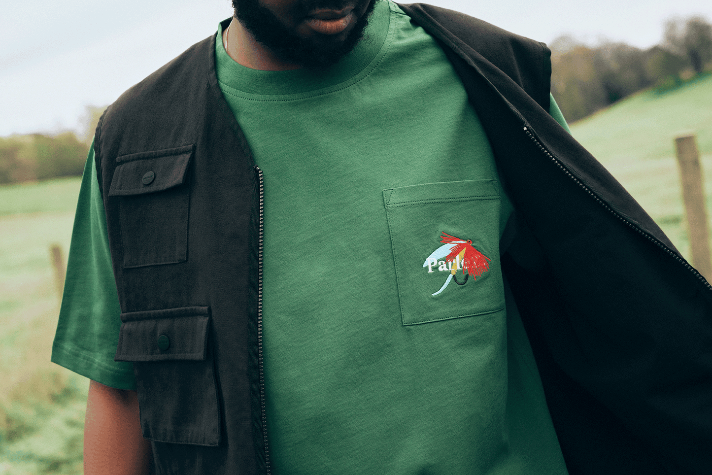 The Mens Fly Pocket T-Shirt Lake Green from Parlez clothing