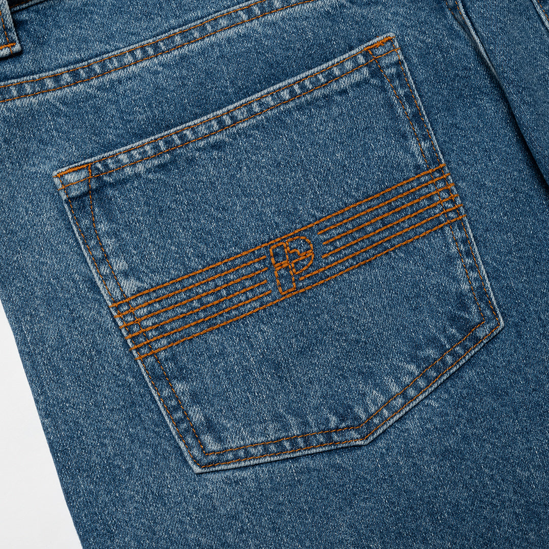 The Mens Indy Denim Jeans Mid Indigo Wash from Parlez clothing