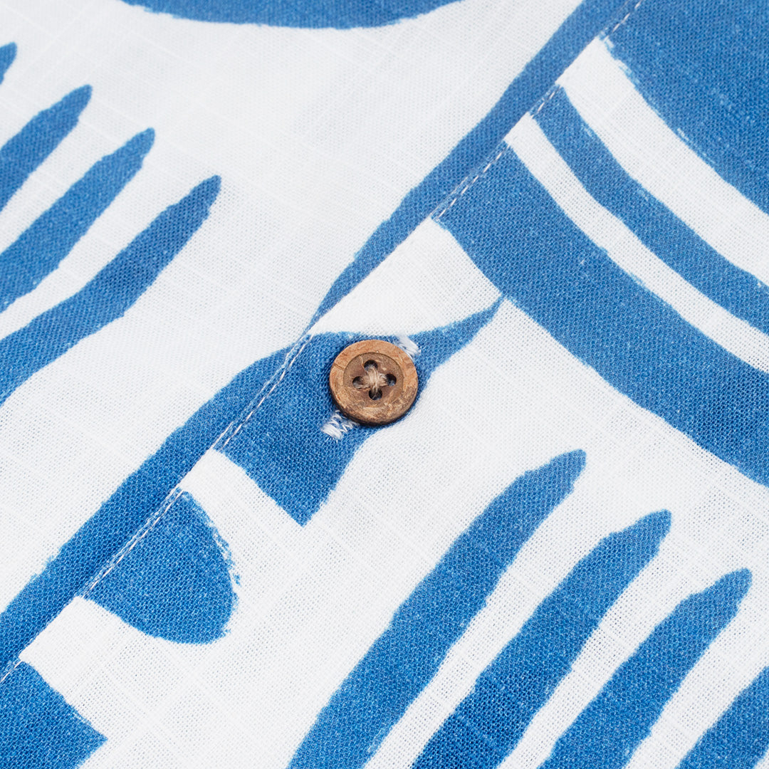 The Mens Link Cuban Shirt Ocean Blue from Parlez clothing