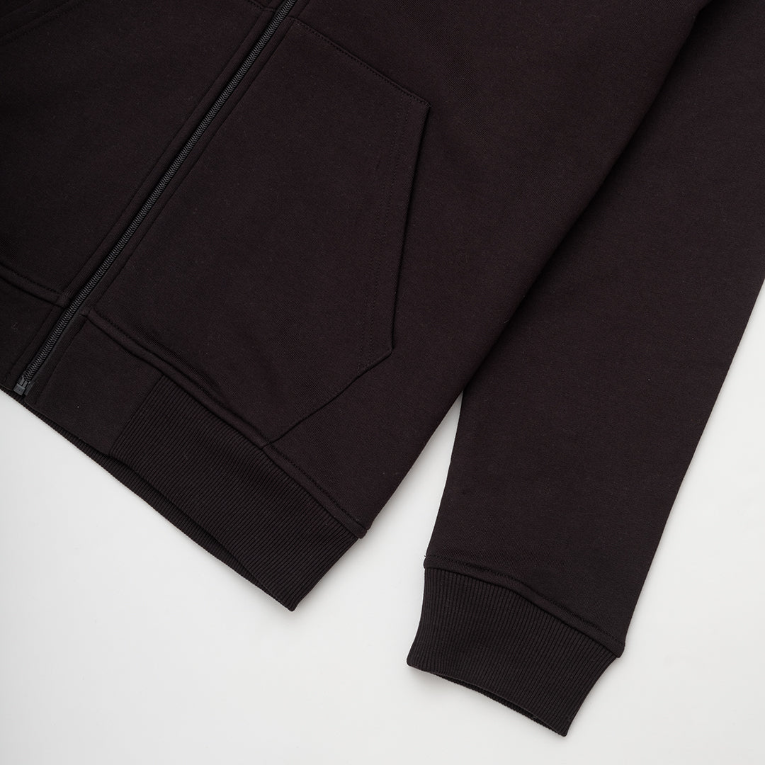 Sablon Zip Through Hoodie Black