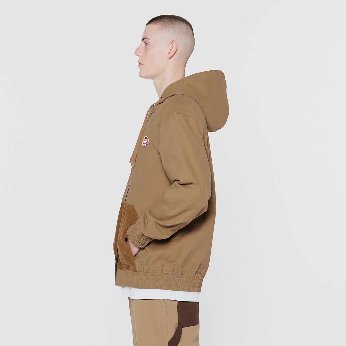 Fasten Hooded Jacket Sand