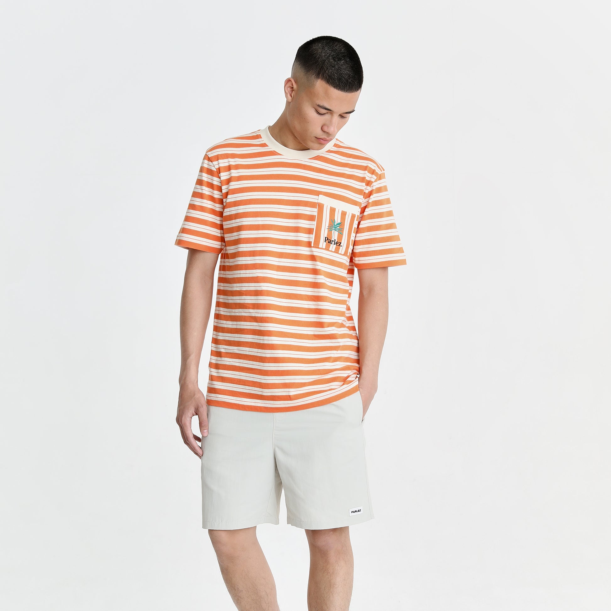 Buy The Parlez Hamoc Stripe T-Shirt Orange Parlez Streetwear