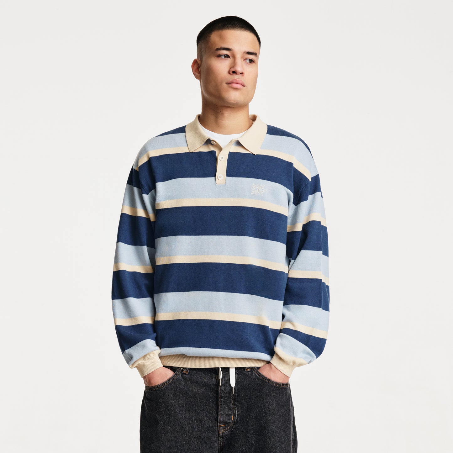 Pipe Polo Knit Lagoon Stripe