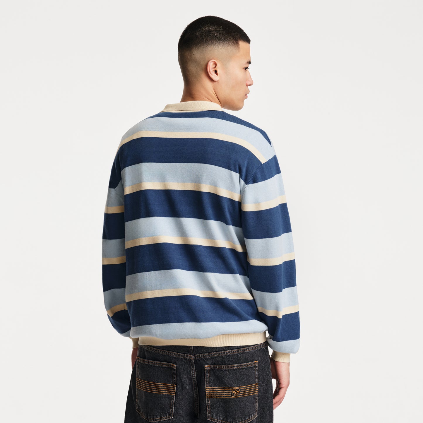 Pipe Polo Knit Lagoon Stripe
