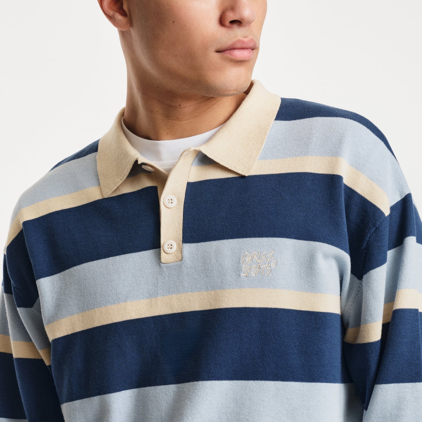Pipe Polo Knit Lagoon Stripe