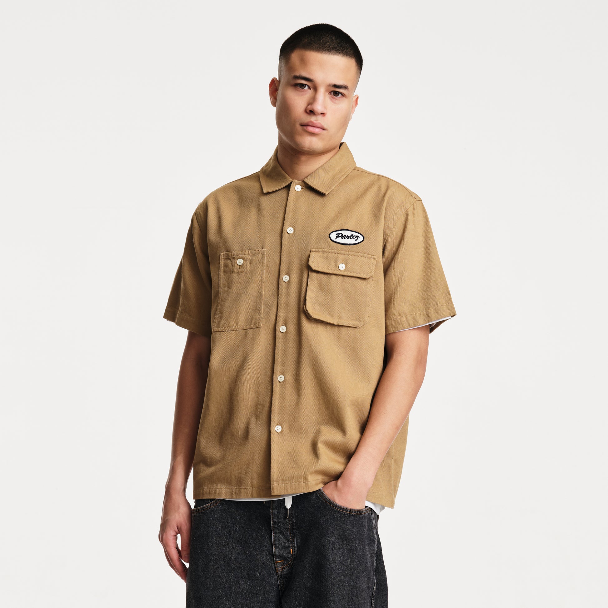 The Mens Jack Shirt Sand from Parlez clothing