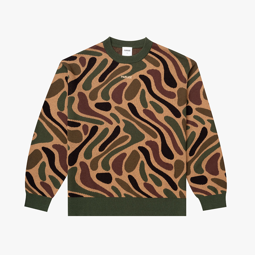 The Mens Blend Camo Knit Coffee Camo from Parlez clothing