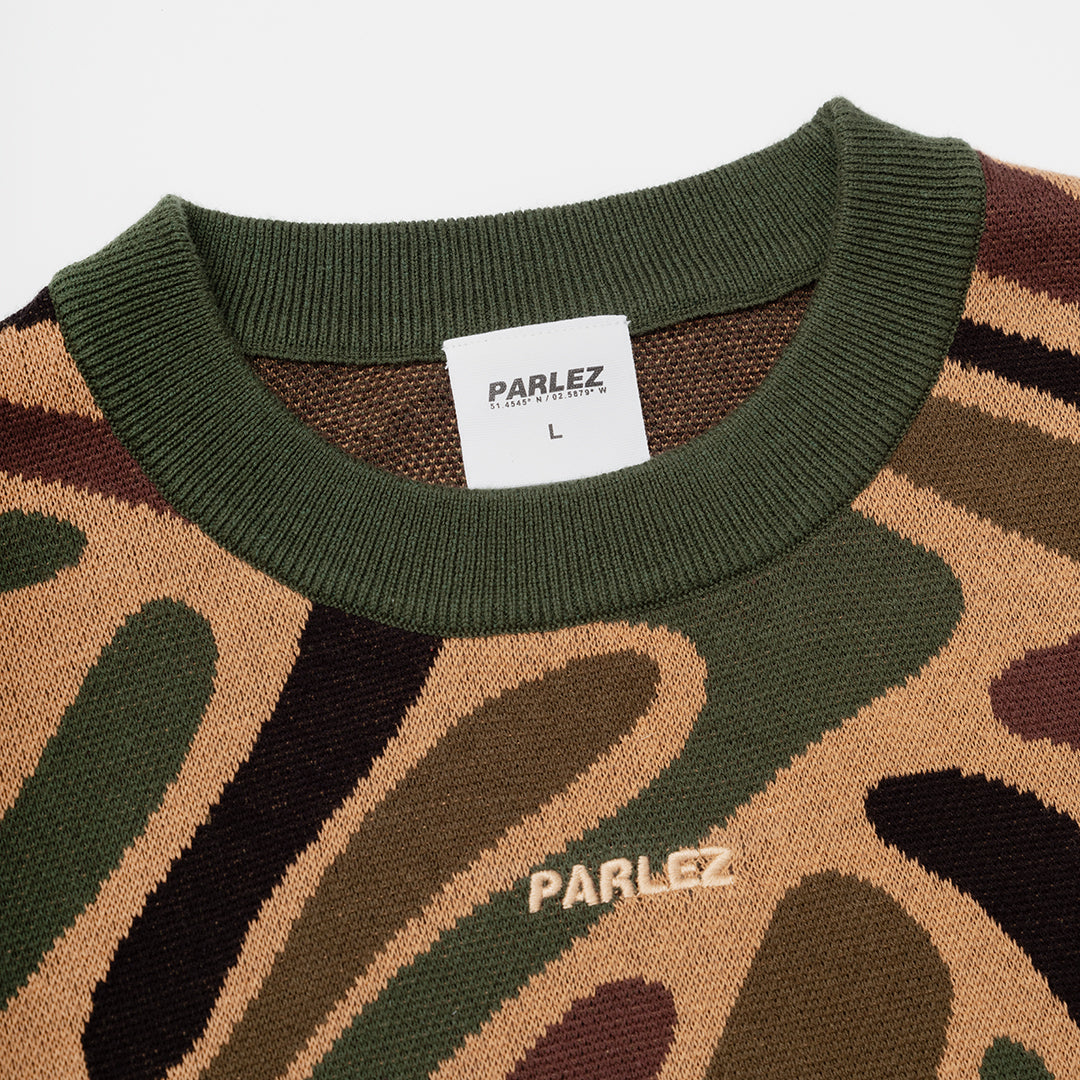 The Mens Blend Camo Knit Coffee Camo from Parlez clothing