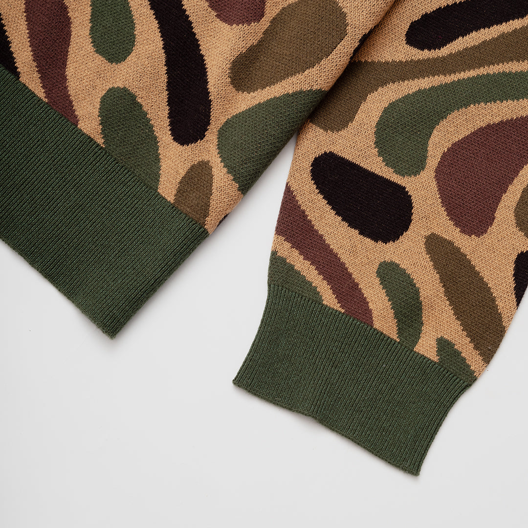 The Mens Blend Camo Knit Coffee Camo from Parlez clothing