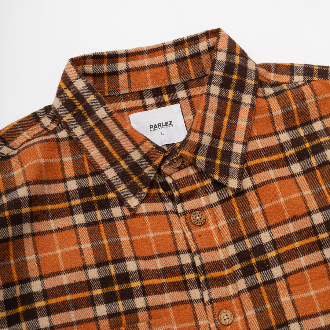 The Mens Fernley Shirt Orange Check from Parlez clothing