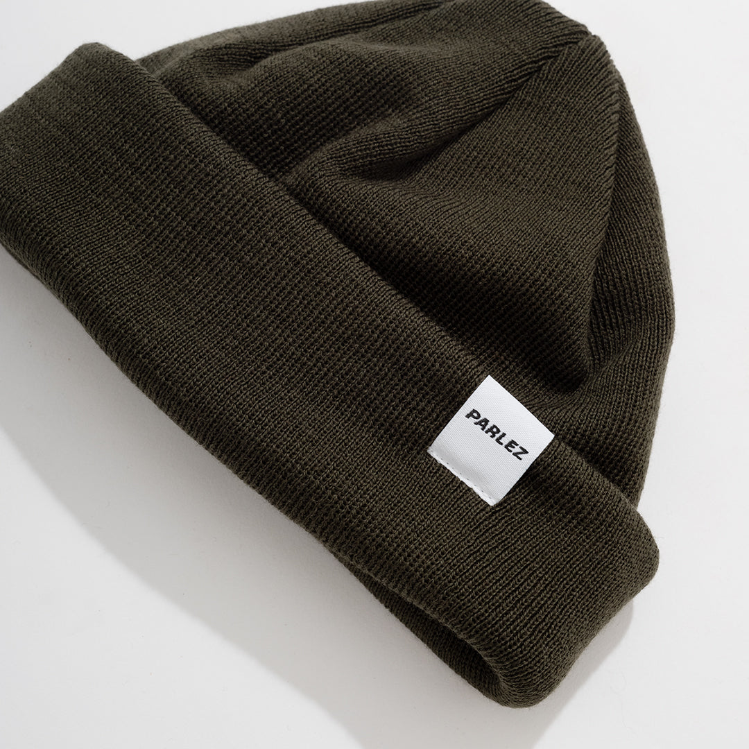The Mens Flatholm Beanie Khaki from Parlez clothing