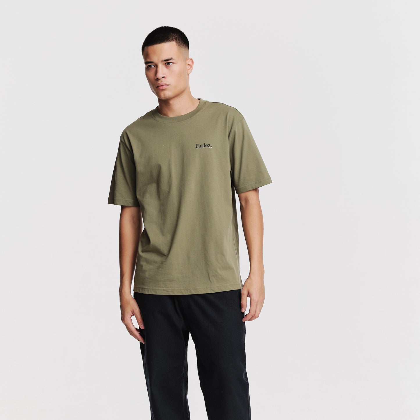 The Mens Banos T-Shirt Olive Green from Parlez clothing