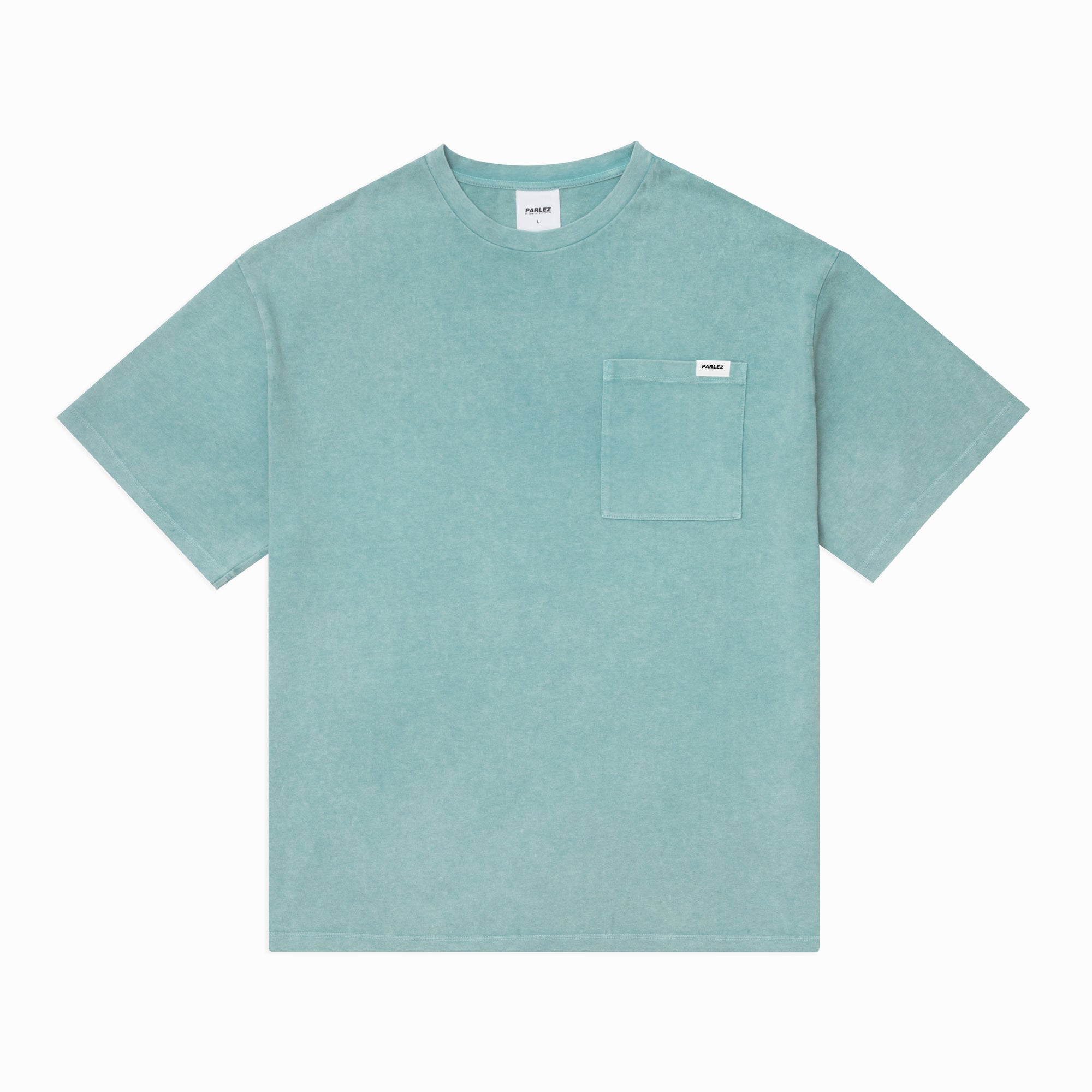 Buy The Parlez Trelow Oversized Pigment Pocket Tee Aqua Washed