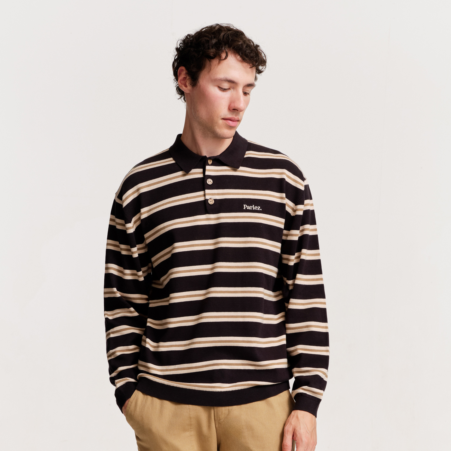The Mens Aspen L/S Polo Knit Black from Parlez clothing
