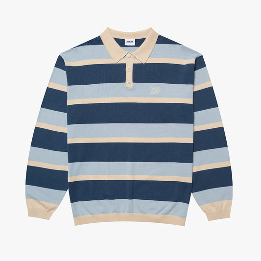 Pipe Polo Knit Lagoon Stripe