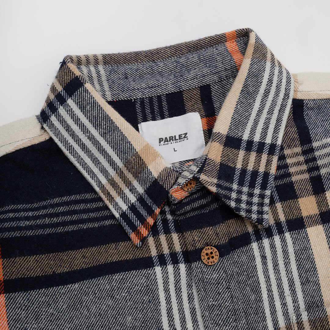 The Mens Rotan Check Shirt Navy from Parlez clothing