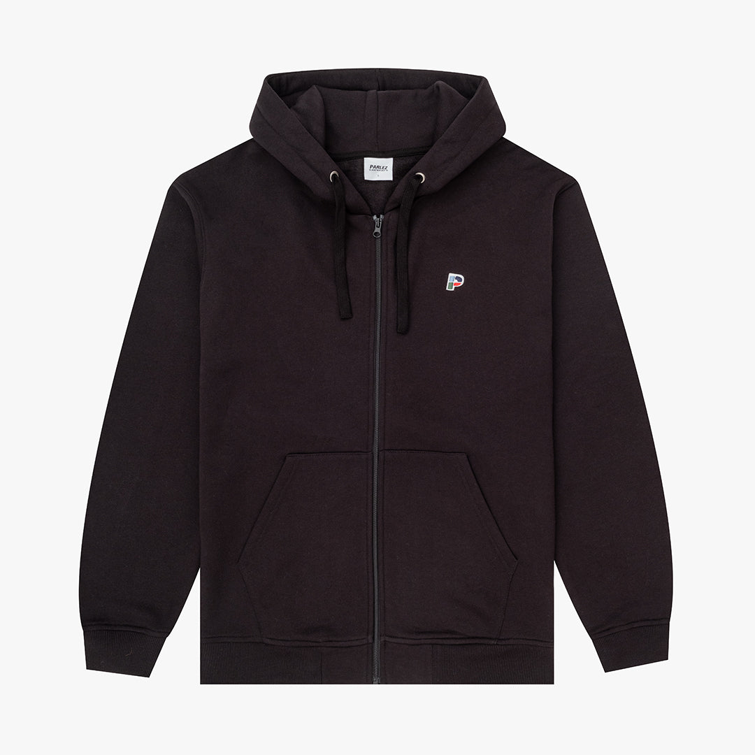 Sablon Zip Through Hoodie Black