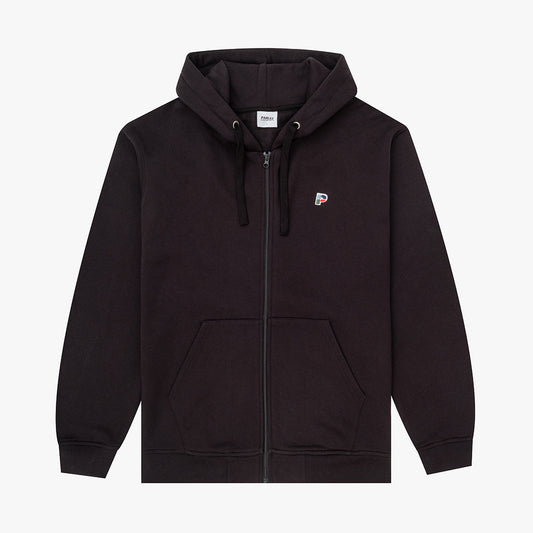 Sablon Zip Through Hoodie Black