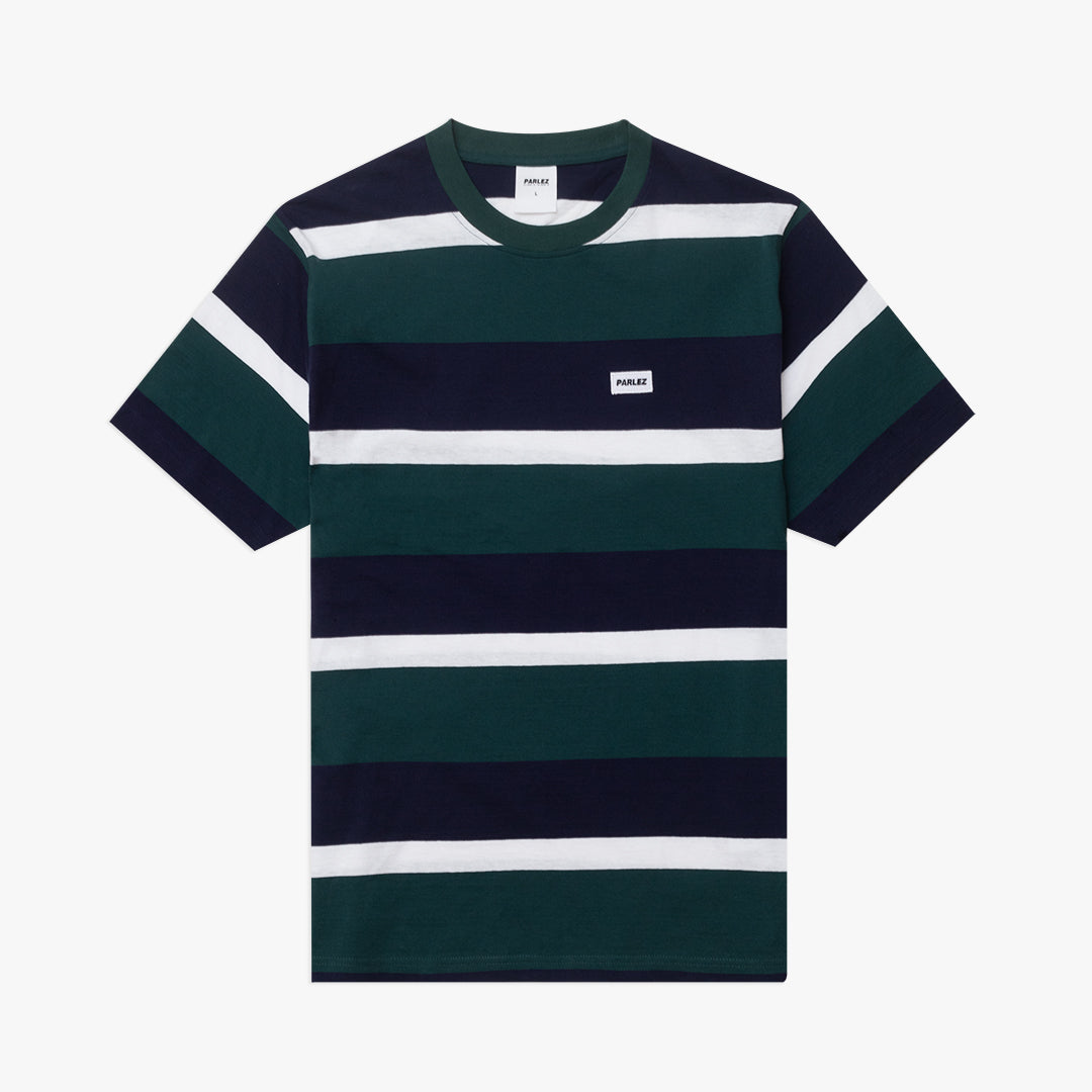 Buy The Parlez Bank Striped Tee Deep Green | Parlez Streetwear – parlez-uk
