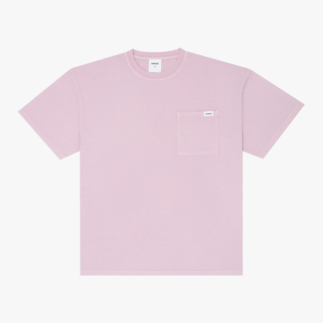 The Mens Trelow Pigment Oversized Pocket Tee Lilac Washed from Parlez clothing