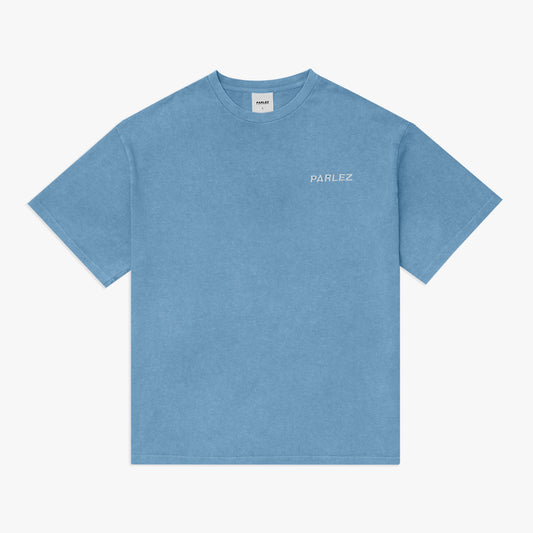 The Mens Hull Oversized Pigment T-Shirt Sky Blue Washed from Parlez clothing